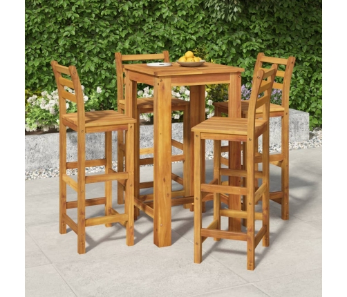 Mesa y taburetes altos de jardín 5 pzas madera maciza acacia