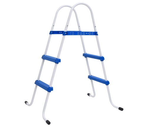 Escalera para piscina acero azul y blanco 84 cm