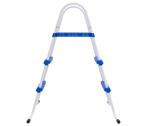 Escalera para piscina acero azul y blanco 84 cm