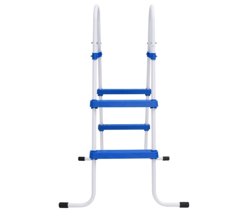 Escalera para piscina acero azul y blanco 84 cm