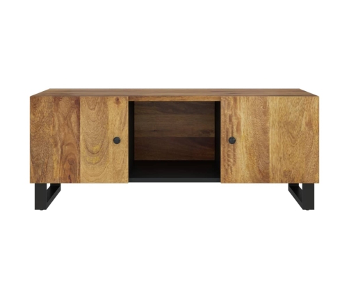 Mesa de centro madera maciza mango y contrachapada 100x54x40 cm