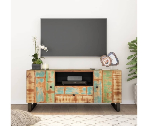 Mueble TV madera reciclada y madera contrachapada 105x33,5x46cm