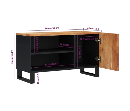 Mueble de TV madera acacia y madera contrachapada 80x33x46 cm