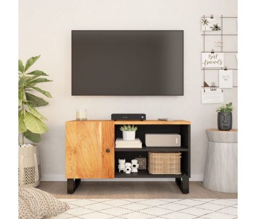 Mueble de TV madera acacia y madera contrachapada 80x33x46 cm