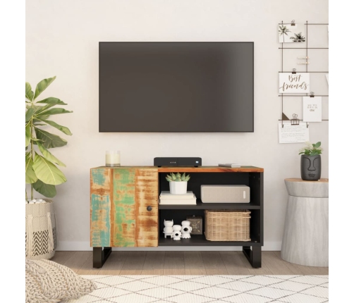 Mueble de TV madera reciclada y madera contrachapada 80x33x46cm