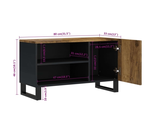 Mueble de TV madera mango y madera contrachapada 80x33x46 cm