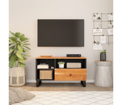 Mueble de TV madera acacia y madera de ingeniería 80x33x46 cm