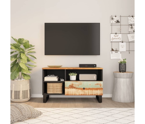 Mueble de TV madera reciclada y madera de ingeniería 80x33x46cm