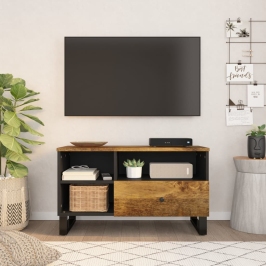 Mueble de TV madera mango y madera contrachapada 80x33x46 cm