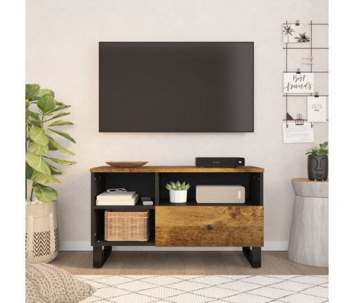 Mueble de TV madera mango y madera contrachapada 80x33x46 cm