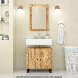 Mueble de lavabo madera mango y madera ingeniería 62x33x58 cm