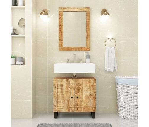 Mueble de lavabo madera mango y madera ingeniería 62x33x58 cm