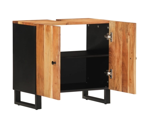 Mueble de lavabo madera acacia y madera ingeniería 62x33x58 cm