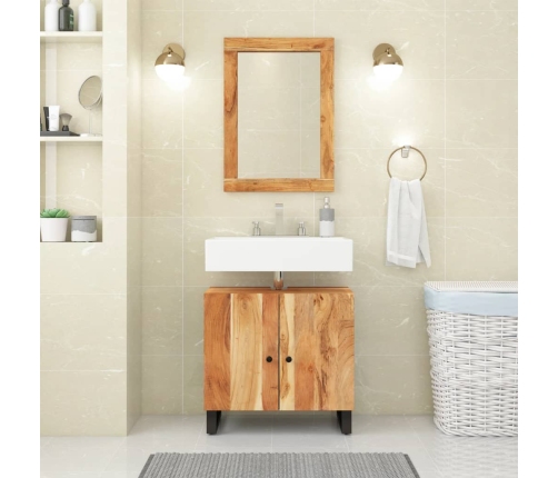 Mueble de lavabo madera acacia y madera ingeniería 62x33x58 cm