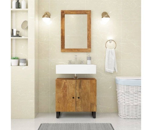 Mueble de lavabo madera mango y madera ingeniería 62x33x58 cm