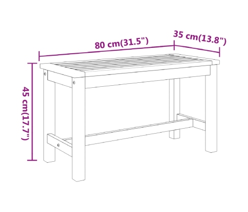 Banco de jardín madera maciza de acacia 80x35x45 cm