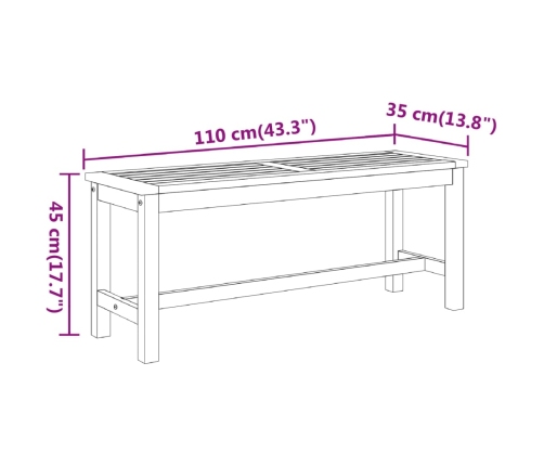 Banco de jardín madera maciza de acacia 110x35x45 cm