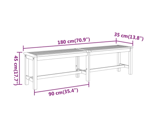 Banco de jardín madera maciza de acacia 180x35x45 cm