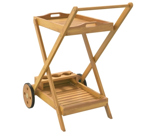 Carrito camarera madera maciza de acacia 54x87x90 cm