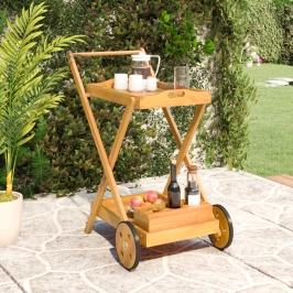 Carrito camarera madera maciza de acacia 54x87x90 cm