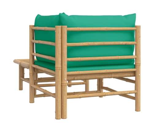 Set de muebles de jardín 2 piezas bambú con cojines verde