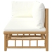 Set de muebles de jardín 2 piezas bambú y cojines blanco crema