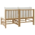 Set de muebles de jardín 2 piezas bambú y cojines blanco crema