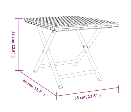 Mesa plegable ratán sintético gris 45x35x32 cm