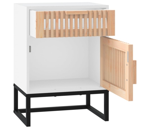 vidaXL Mesitas de noche 2 uds hierro y madera blanco 40x30x55,5 cm