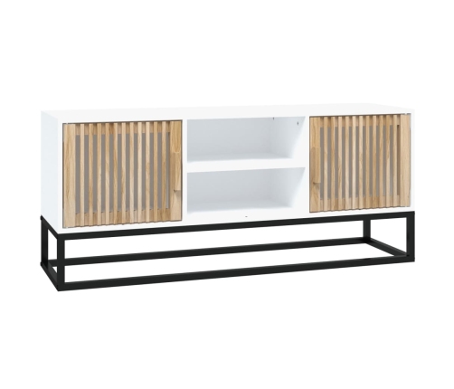 Mueble de TV hierro y madera contrachapada blanco 105x30x45 cm