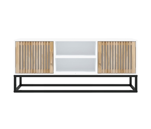 Mueble de TV hierro y madera contrachapada blanco 105x30x45 cm