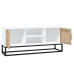 Mueble de TV hierro y madera contrachapada blanco 105x30x45 cm