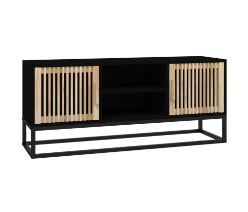 Mueble de TV hierro y madera contrachapada negro 105x30x45 cm