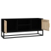 Mueble de TV hierro y madera contrachapada negro 105x30x45 cm