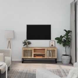 Mueble de TV hierro y madera contrachapada 105x30x45 cm