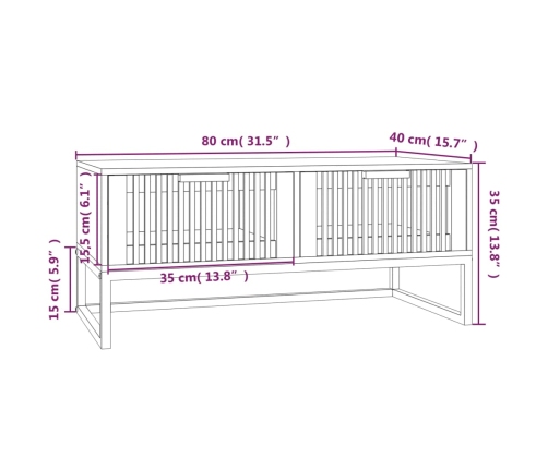 Mesa de centro hierro y madera contrachapada blanco 80x40x35 cm