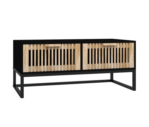 Mesa de centro hierro y madera contrachapada negro 80x40x35 cm