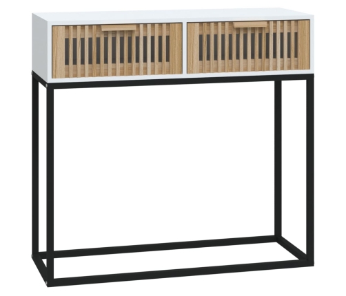 vidaXL Mesa consola hierro y madera contrachapada blanco 80x30x75 cm