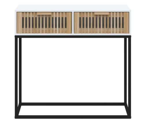 vidaXL Mesa consola hierro y madera contrachapada blanco 80x30x75 cm