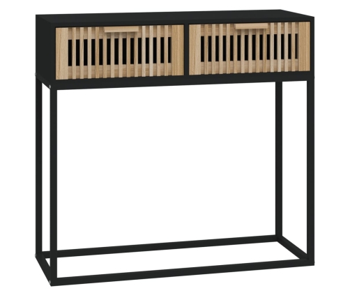 Mesa consola hierro y madera contrachapada negro 80x30x75 cm