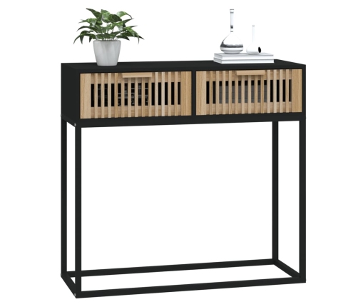 Mesa consola hierro y madera contrachapada negro 80x30x75 cm