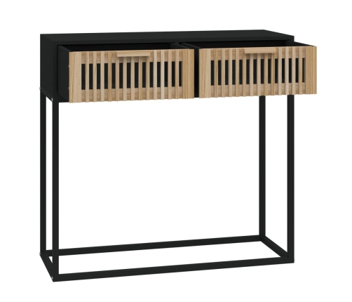 Mesa consola hierro y madera contrachapada negro 80x30x75 cm