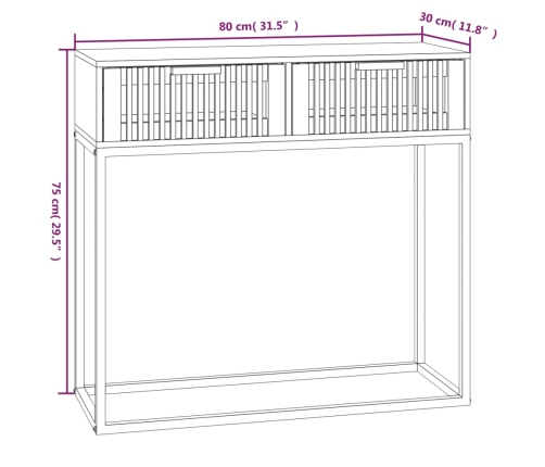 Mesa consola hierro y madera contrachapada negro 80x30x75 cm