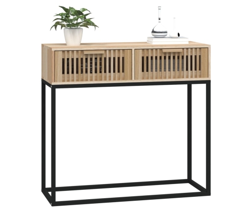 Mesa consola hierro y madera contrachapada 80x30x75 cm