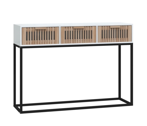 Mesa consola hierro y madera contrachapada blanco 105x30x75 cm