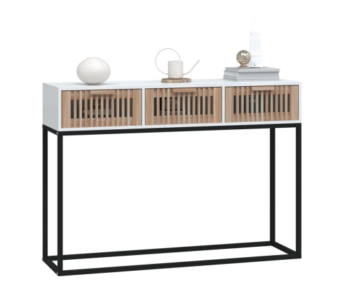 Mesa consola hierro y madera contrachapada blanco 105x30x75 cm