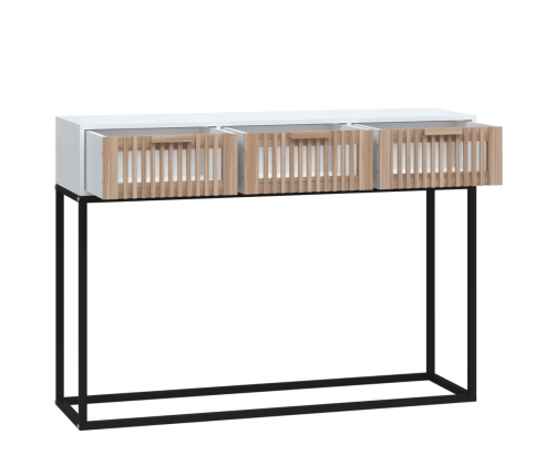 Mesa consola hierro y madera contrachapada blanco 105x30x75 cm