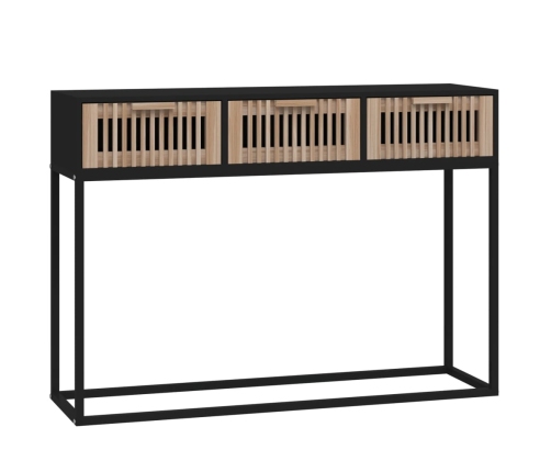 Mesa consola hierro y madera contrachapada negro 105x30x75 cm