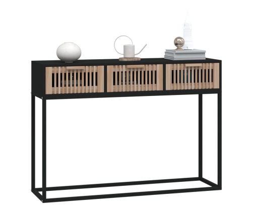 Mesa consola hierro y madera contrachapada negro 105x30x75 cm