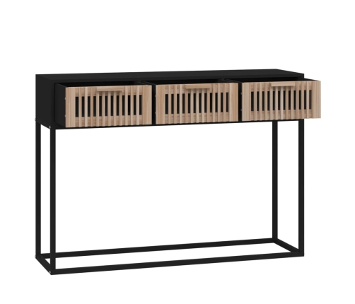 Mesa consola hierro y madera contrachapada negro 105x30x75 cm